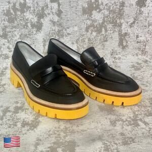 Oncept Seoul Platform Loafer in Black/Citrus Orange
